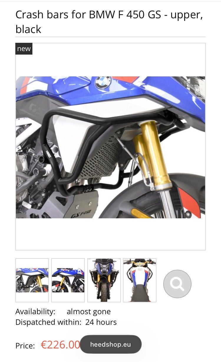 Bmw f450 gs nieuwe upper crash bar, Ophalen, Nieuw