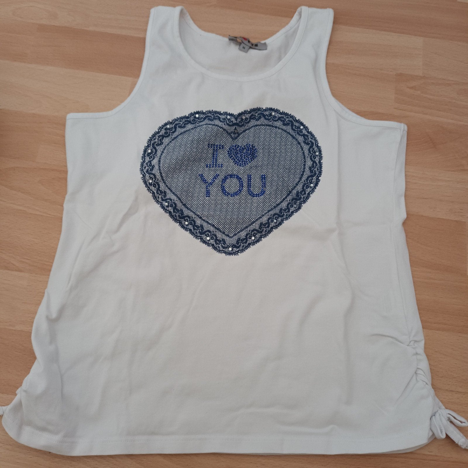 wit topje I love you maat 16 jaar, Ophalen of Verzenden