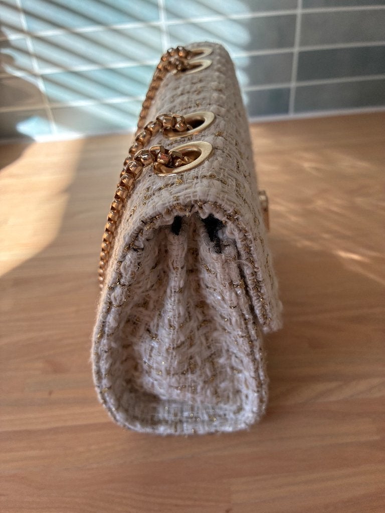 Klein handtasje, Handtassen en Accessoires, Tassen | Damestassen, Ophalen of Verzenden, Zo goed als nieuw, Beige, Avondtasje