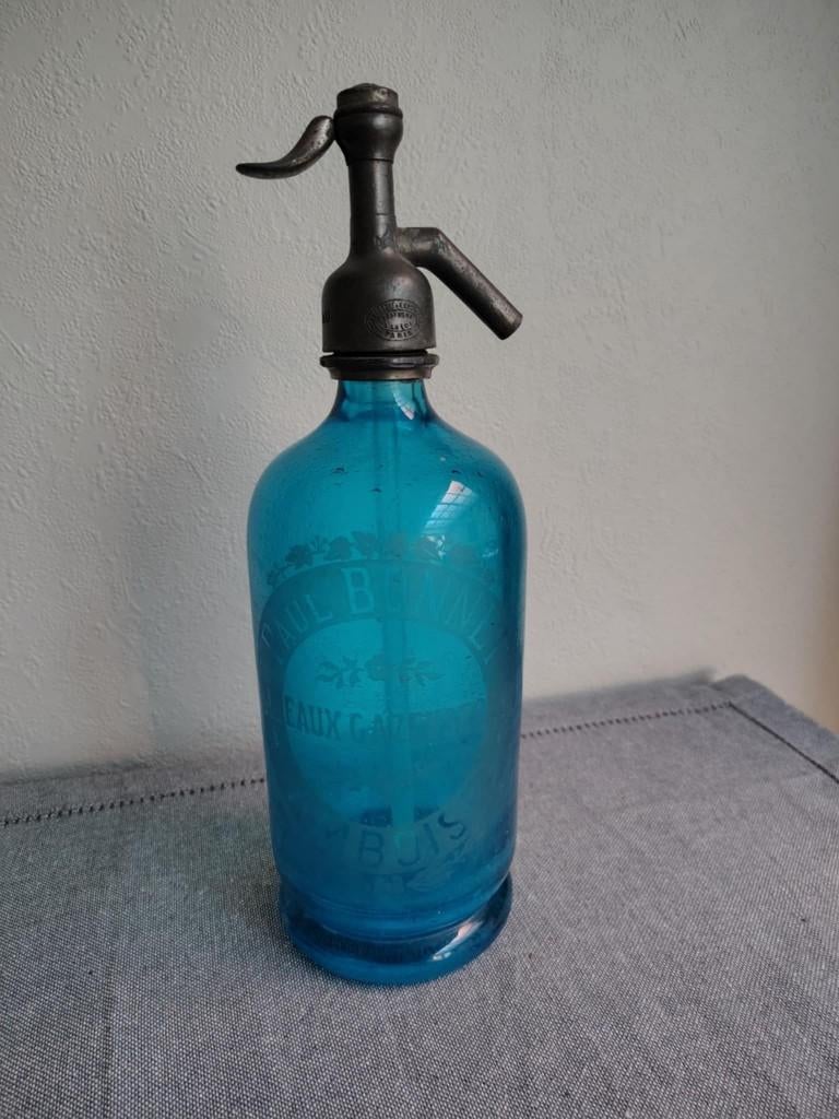 Blauwe antieke sifon fles, Ophalen of Verzenden