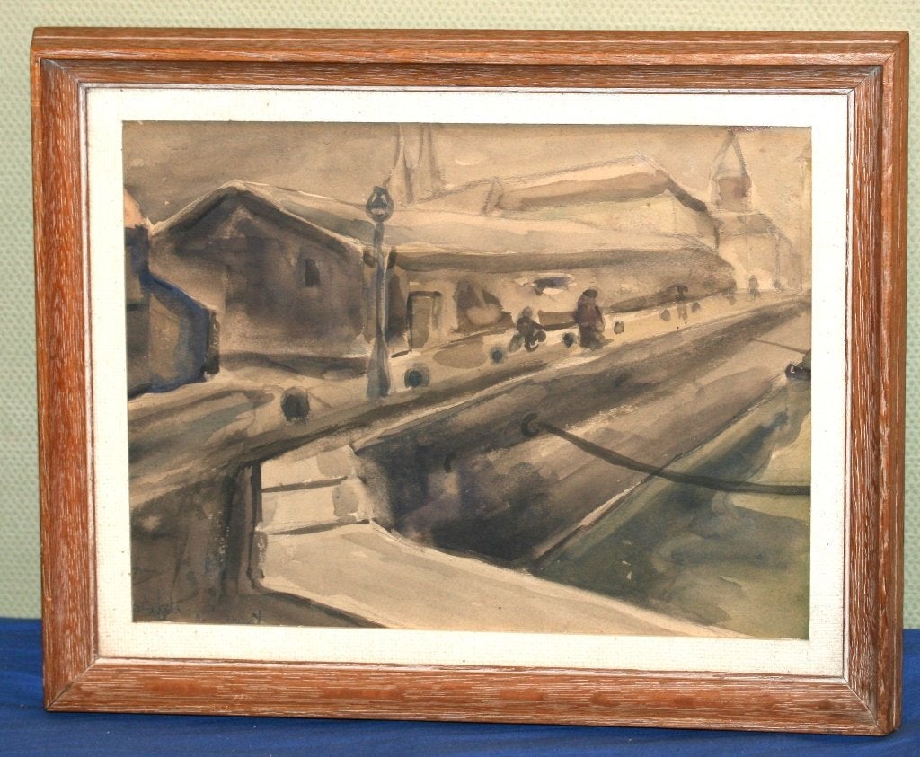 Aquarel schilderij - Gesigneerd, Ophalen of Verzenden, Gesigneerd, Aquarel, Papier