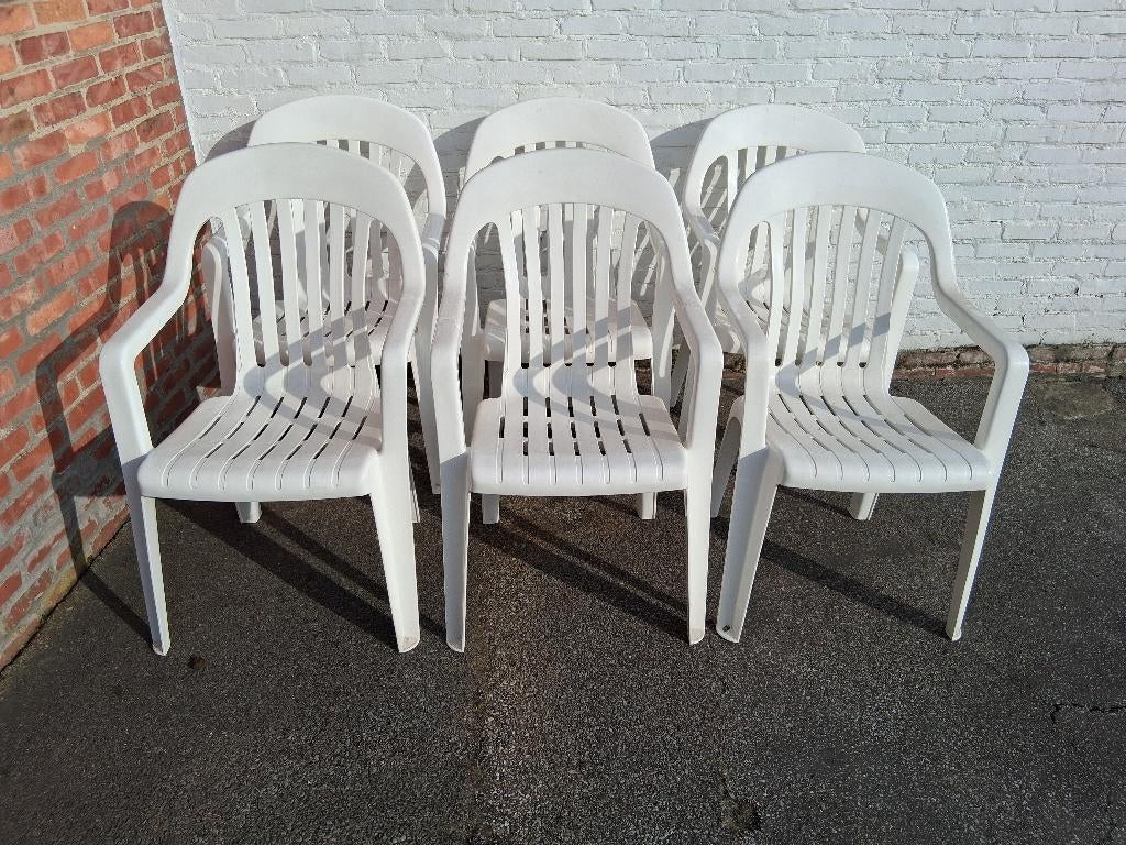 Tuinstoelen wit stapelbaar, Enlèvement, Utilisé, Synthétique, Empilable