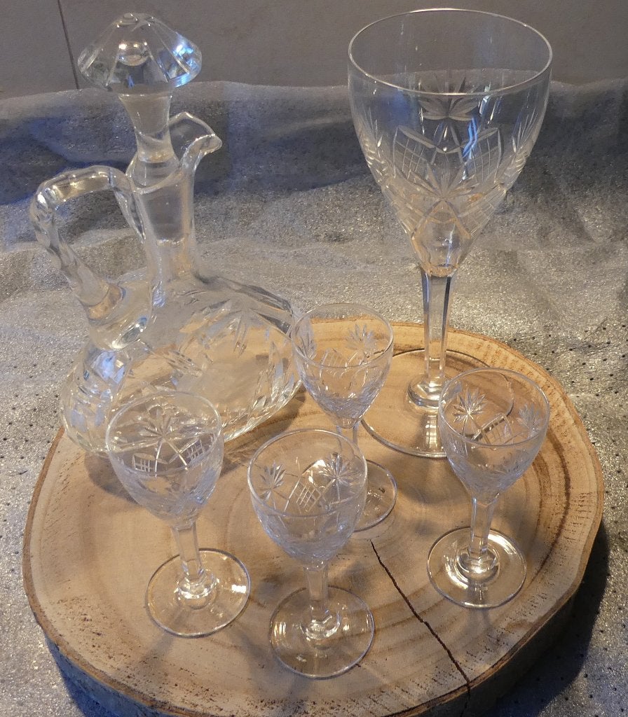 Prachtige kristallen karaf met bijpassende glazen, Antiek en Kunst, Antiek | Glaswerk en Kristal, Ophalen
