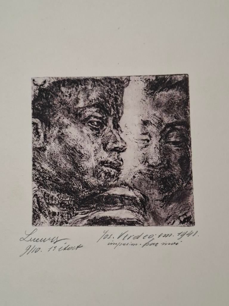 Ets jos verdegem - lueurs - 1941, Antiek en Kunst, Kunst | Etsen en Gravures, Ets, Ophalen of Verzenden, Gesigneerd, 35 cm