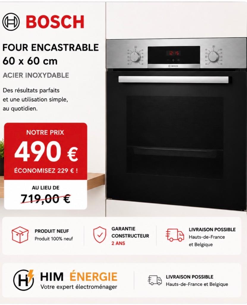 Bosch 71L roestvrijstalen inbouwoven 2 jaar garantie, Ophalen, Oven, Nieuw, Bosch