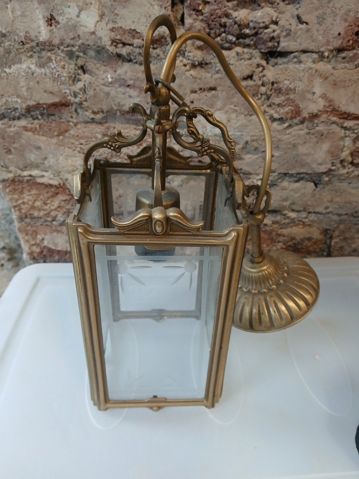 kroonluchter - hallamp, Zo goed als nieuw, Glas, Petit hall d'entrée, E27 (groot)