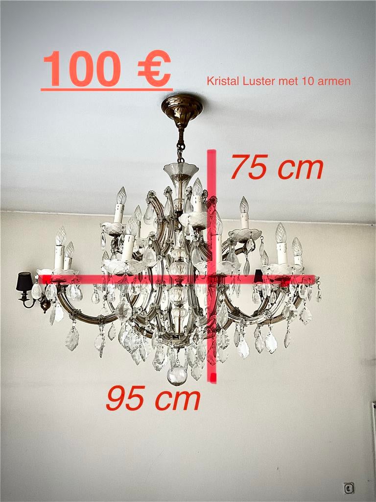 Kristallen Lusters en spiegel met console, Antiek en Kunst, Ophalen