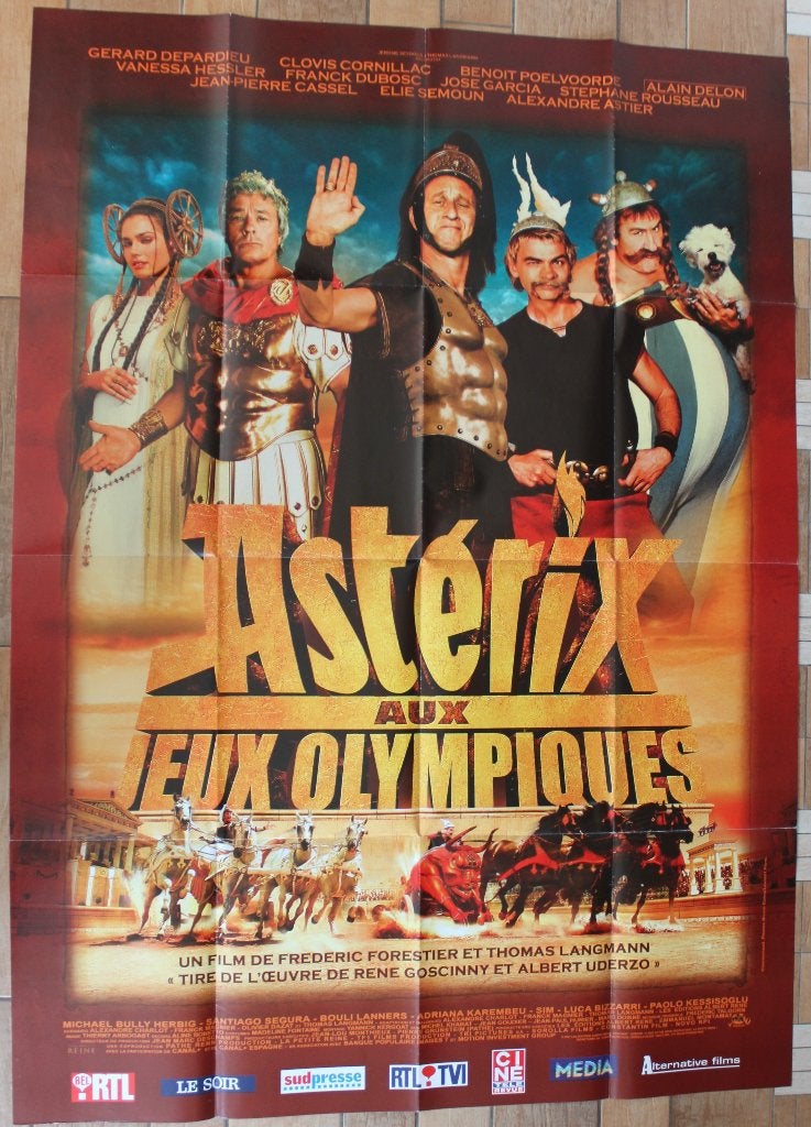 filmaffiche Alain Delon Asterix Jeu Olympics XL filmposter, Collections, Posters & Affiches, Enlèvement ou Envoi, Rectangulaire vertical