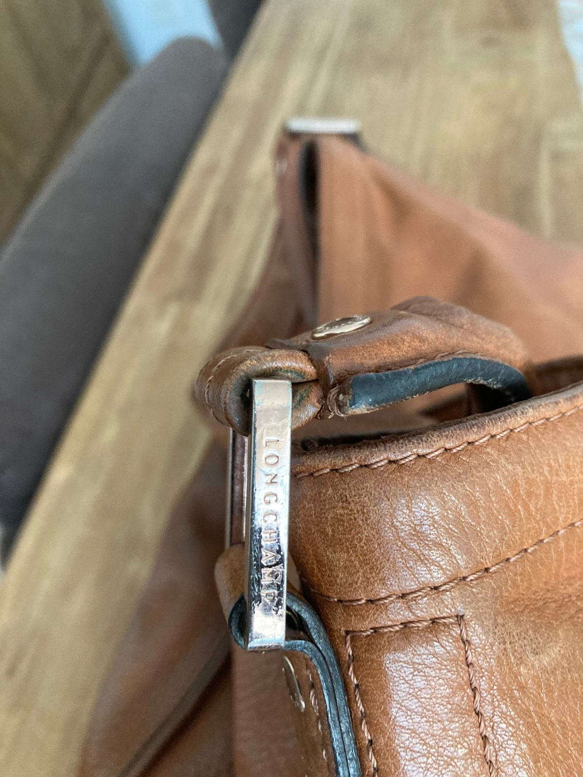 Handtas leder camel Longchamp, Ophalen, Zo goed als nieuw, Handtas
