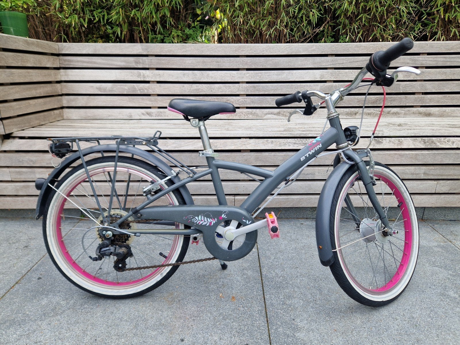 20 inch meisjesfiets B-Twin, Fietsen en Brommers, Gebruikt, Velgrem, Versnellingen, 18 tot 20 inch