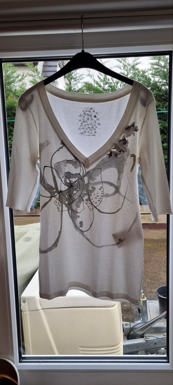Marccain met bloemen bloesje, Kleding | Dames, Ophalen, Wit, Zo goed als nieuw, Korte mouw