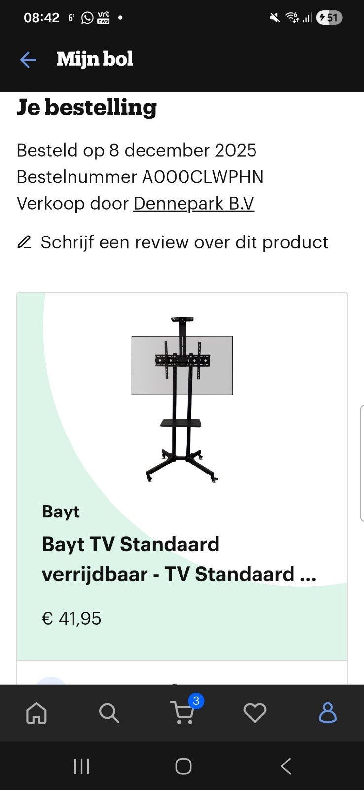 bayt tv standaard verrijdbaar, Audio, Tv en Foto, Ophalen
