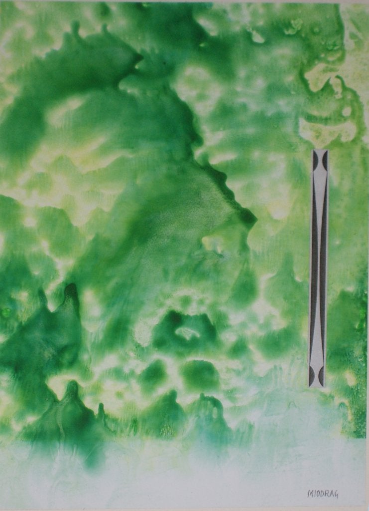 Dordevic Miodrag (1936): Abstractie (42 x 52 cm), Ophalen of Verzenden, Gesigneerd, Collage