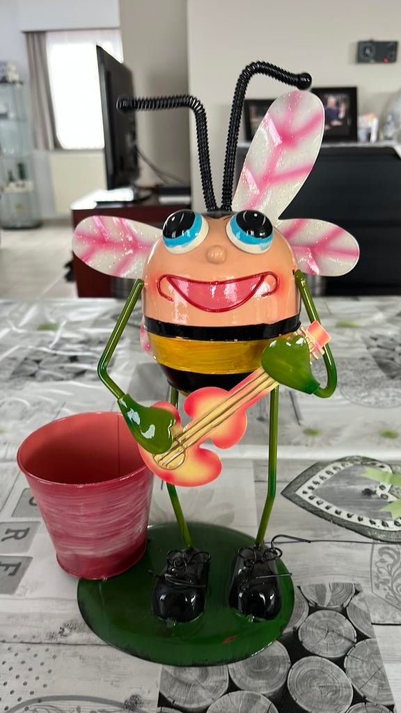 Lente decoratie met bloem potje, Rond, Ophalen of Verzenden, Zo goed als nieuw, Balkon