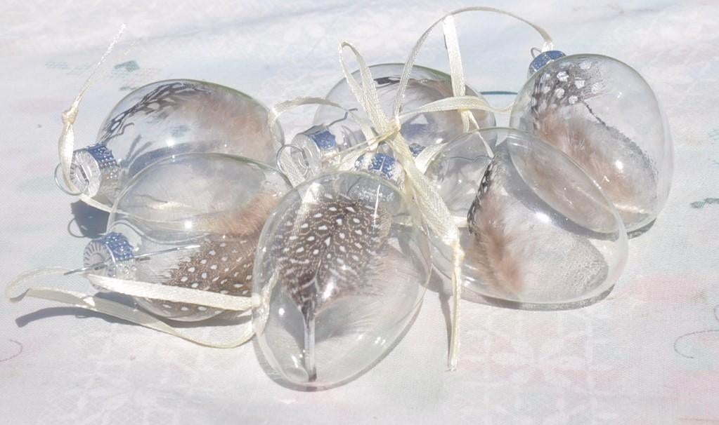 6 boules en forme d'œuf ou goutte deco  noël ou Pâques, Enlèvement ou Envoi, Objet de décoration, Comme neuf, Verre
