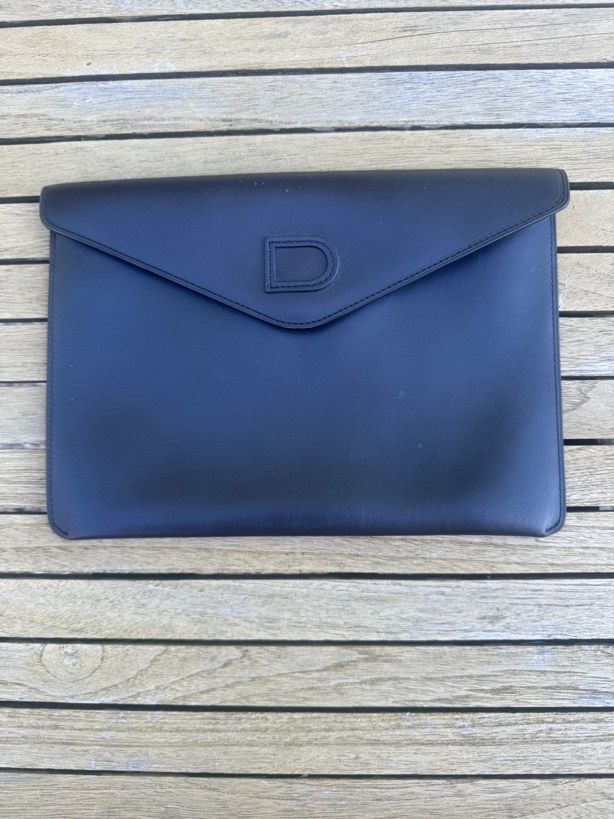 Prachtige Vintage Delvaux "Fusée" Envelop Clutch, Ophalen of Verzenden, Zo goed als nieuw, Zwart