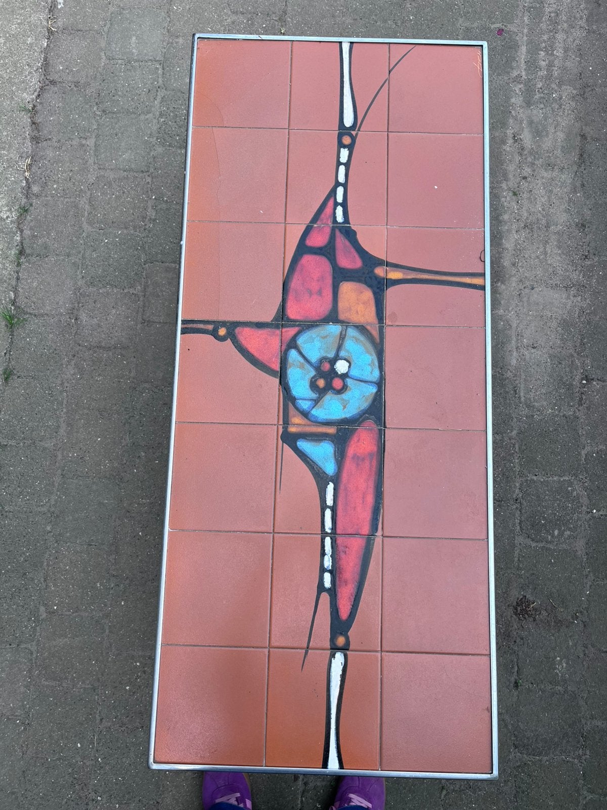 Vintage design tegel salontafel jaren 60 - gesigneerd Edem, Antiek en Kunst, Ophalen