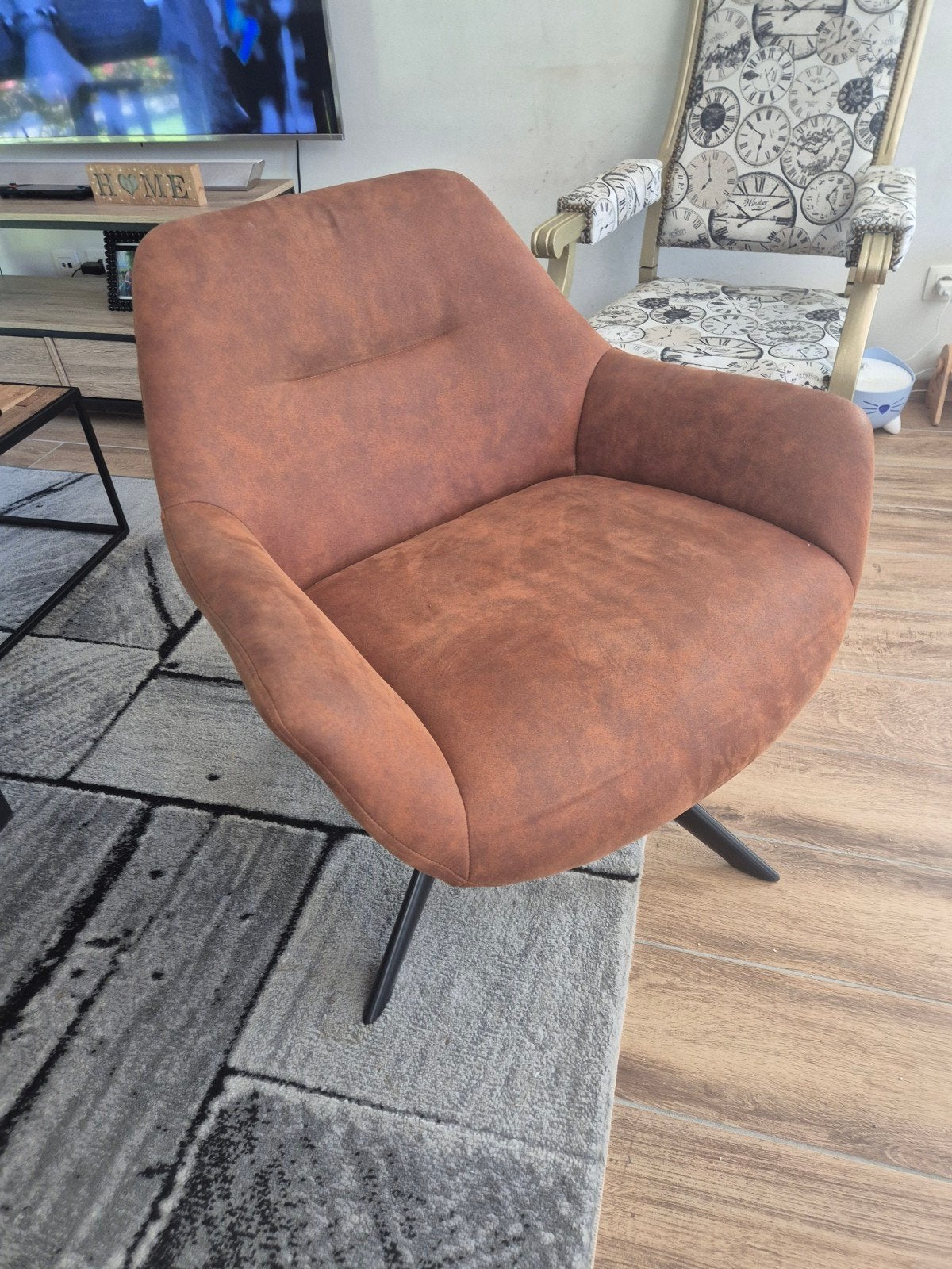 fauteuil tournant Weba micro cuir effet vieilli couleur cogn, Maison & Meubles, Moins de 75 cm, Comme neuf, Enlèvement, 50 à 75 cm