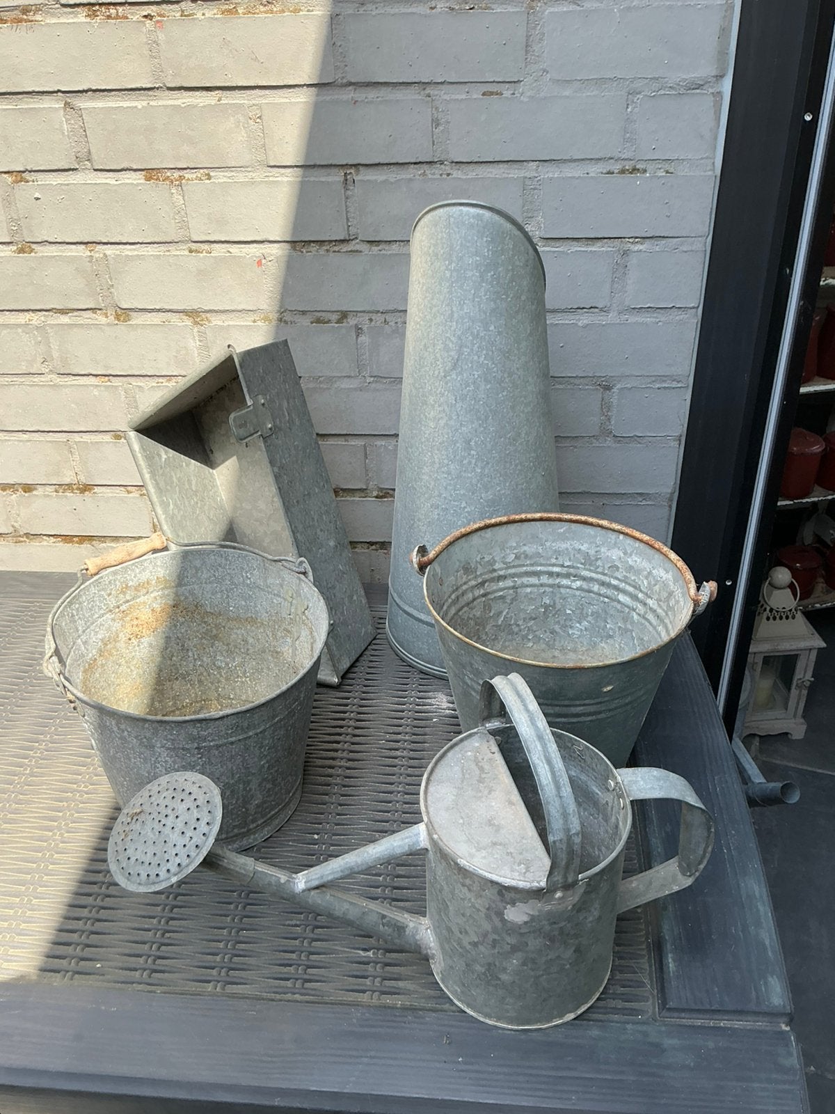 Mooi lot zinken tuindecoratie / brocante, Antiek en Kunst, Curiosa en Brocante, Ophalen