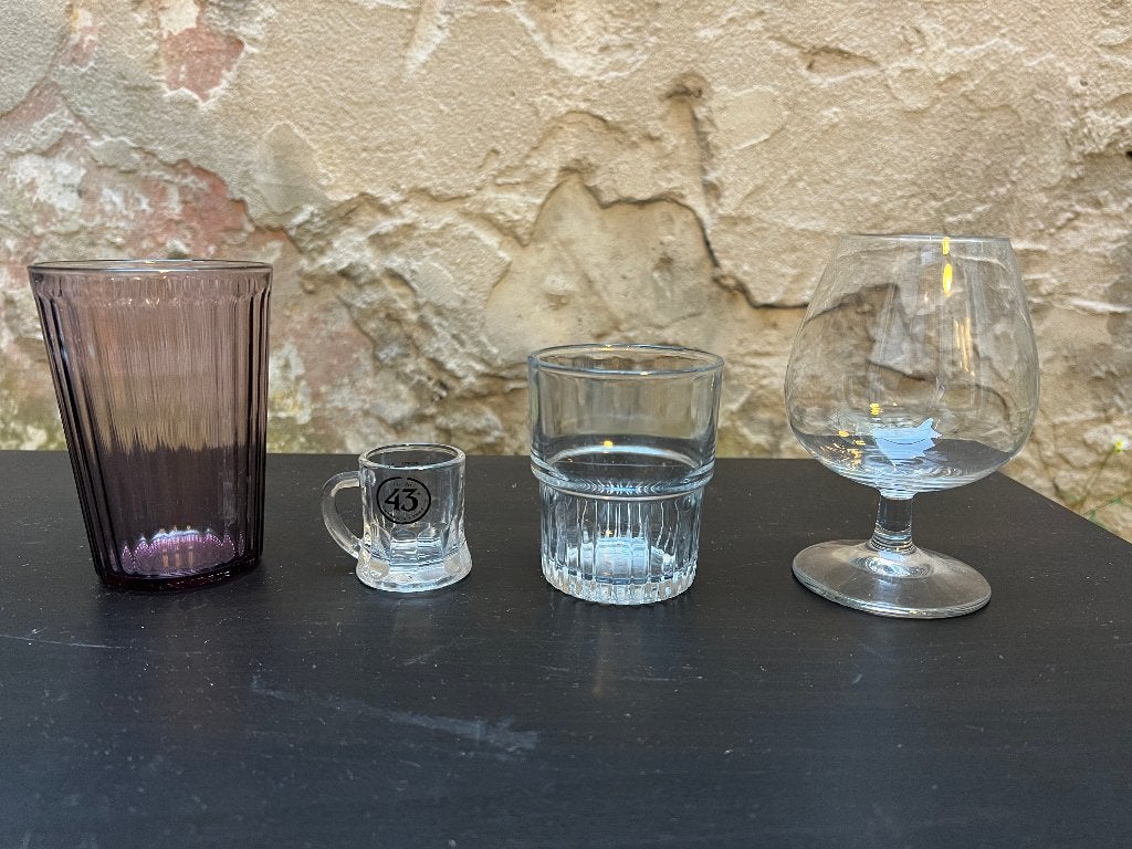 Ensemble de 4 verres (verre à liqueur, 2 rétro, amaretto), Enlèvement, Utilisé, Autres types