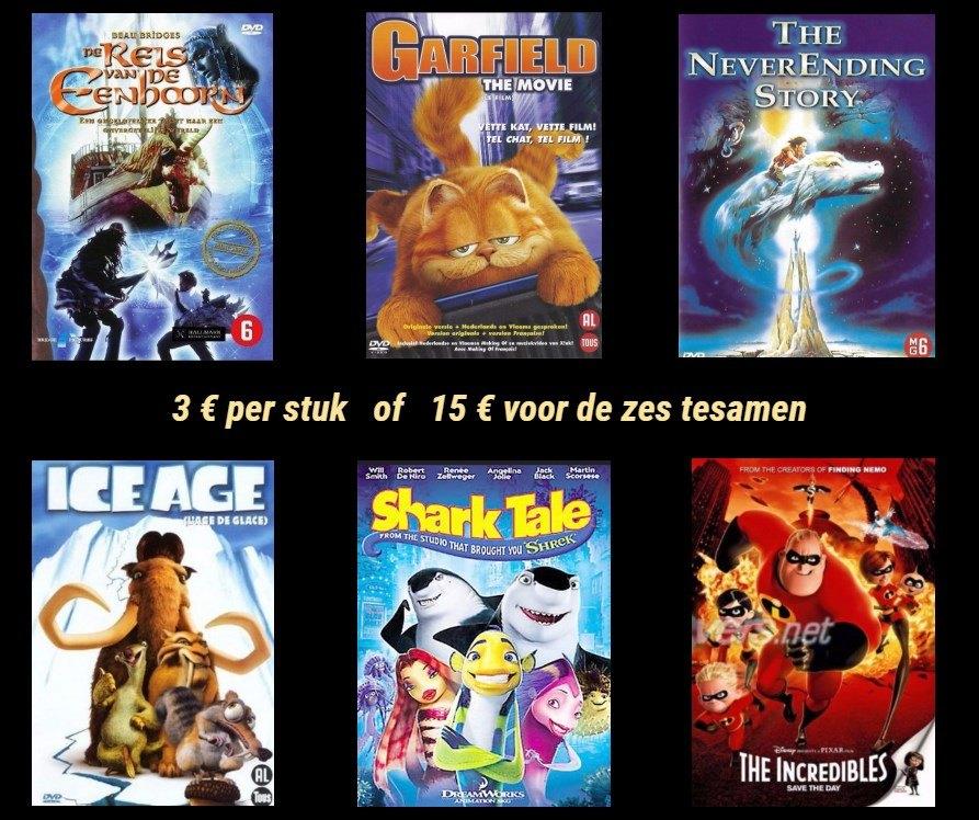 6 KINDERFILMS OP DVD, Ophalen of Verzenden, Zo goed als nieuw, Film