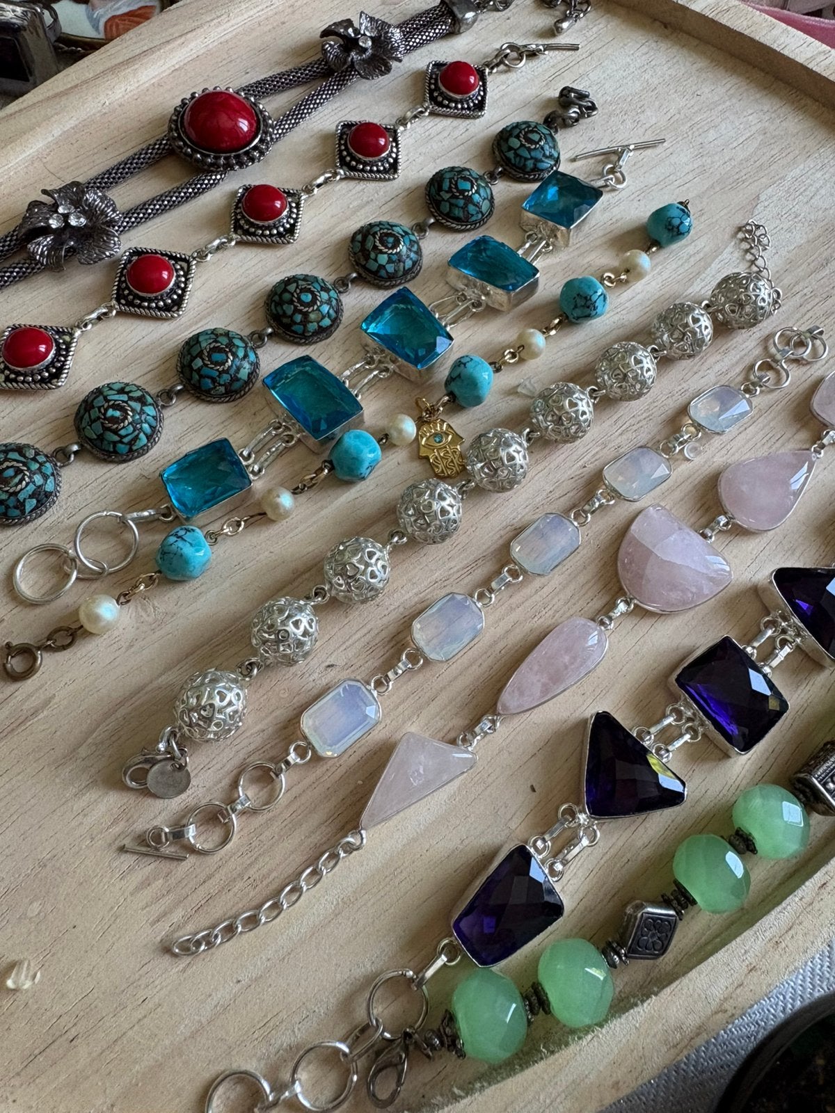 Vintage antieke armbanden, voornamelijk zilver, Verzenden, Zilver