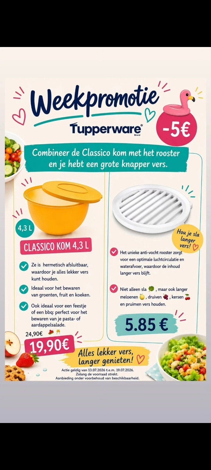 nieuwe classico kom van 4.3 tupperware, Huis en Inrichting, Keuken | Tupperware, Ophalen of Verzenden
