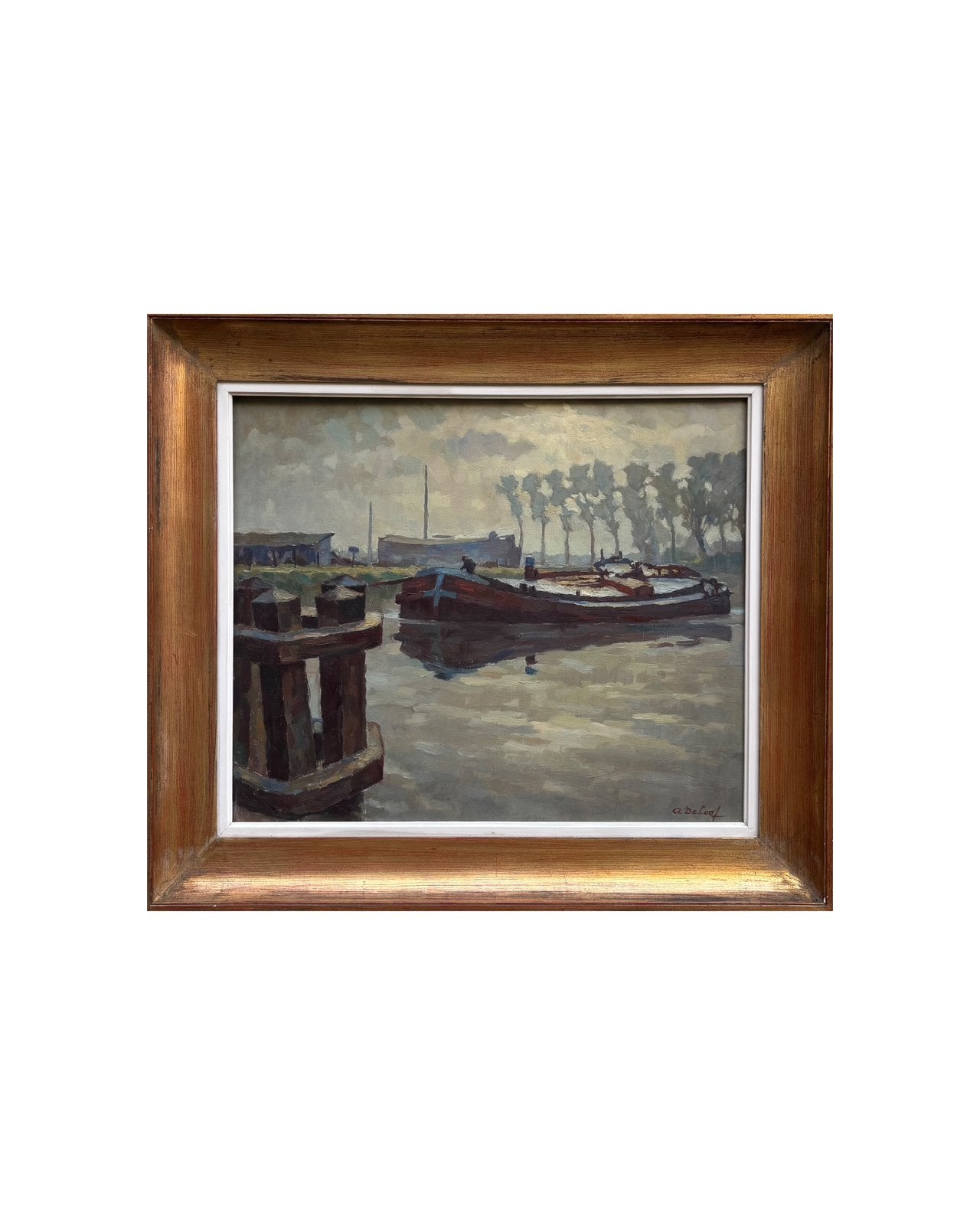 Peinture à l'huile d'un bateau sur toile par Aurel De Loof, Œuvre originale, Peinture à l'huile, Enlèvement, Toile