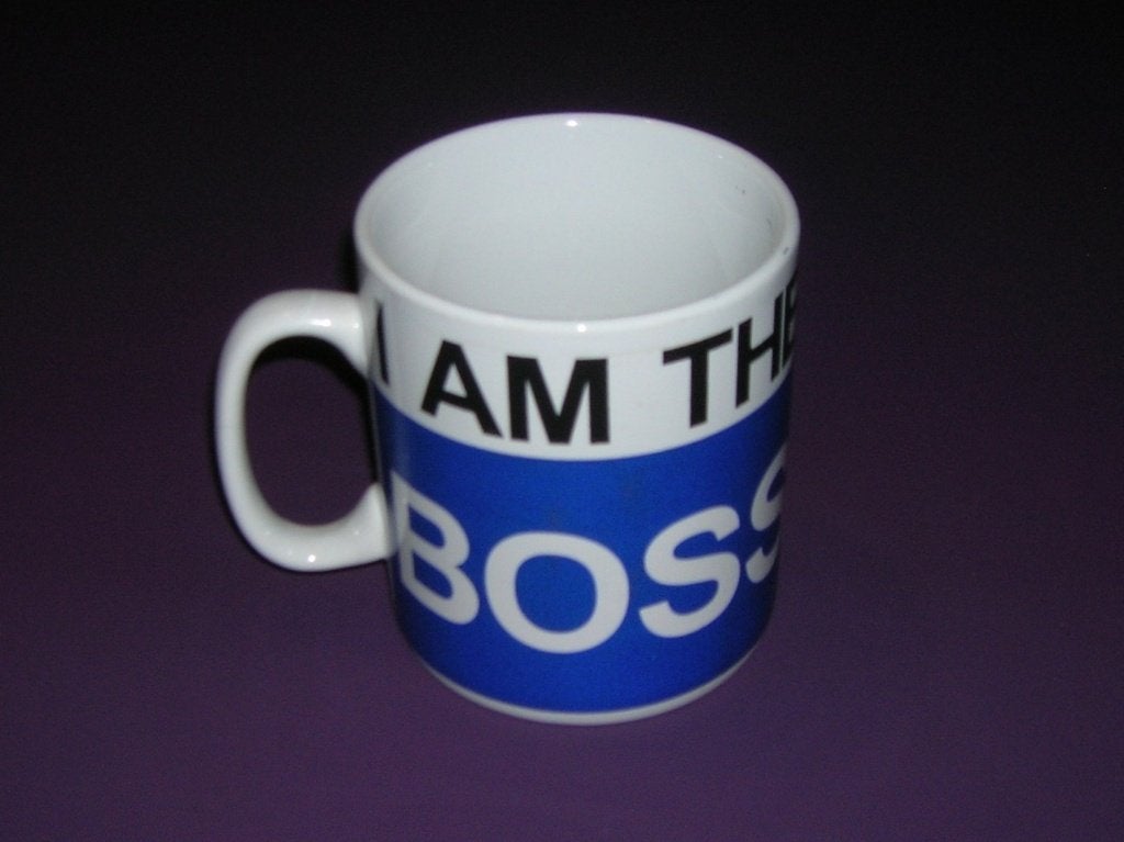 Grote mok I AM THE BOSS, Maison & Meubles, Cuisine | Vaisselle, Enlèvement, Comme neuf, Mug