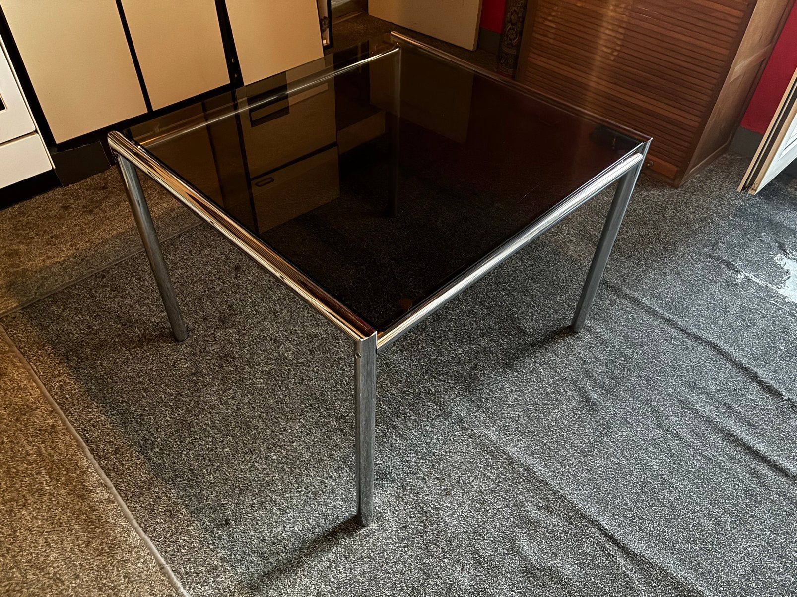 Jaren 60 70 design eettafel tafel, Huis en Inrichting, Ophalen, Zo goed als nieuw, Glas