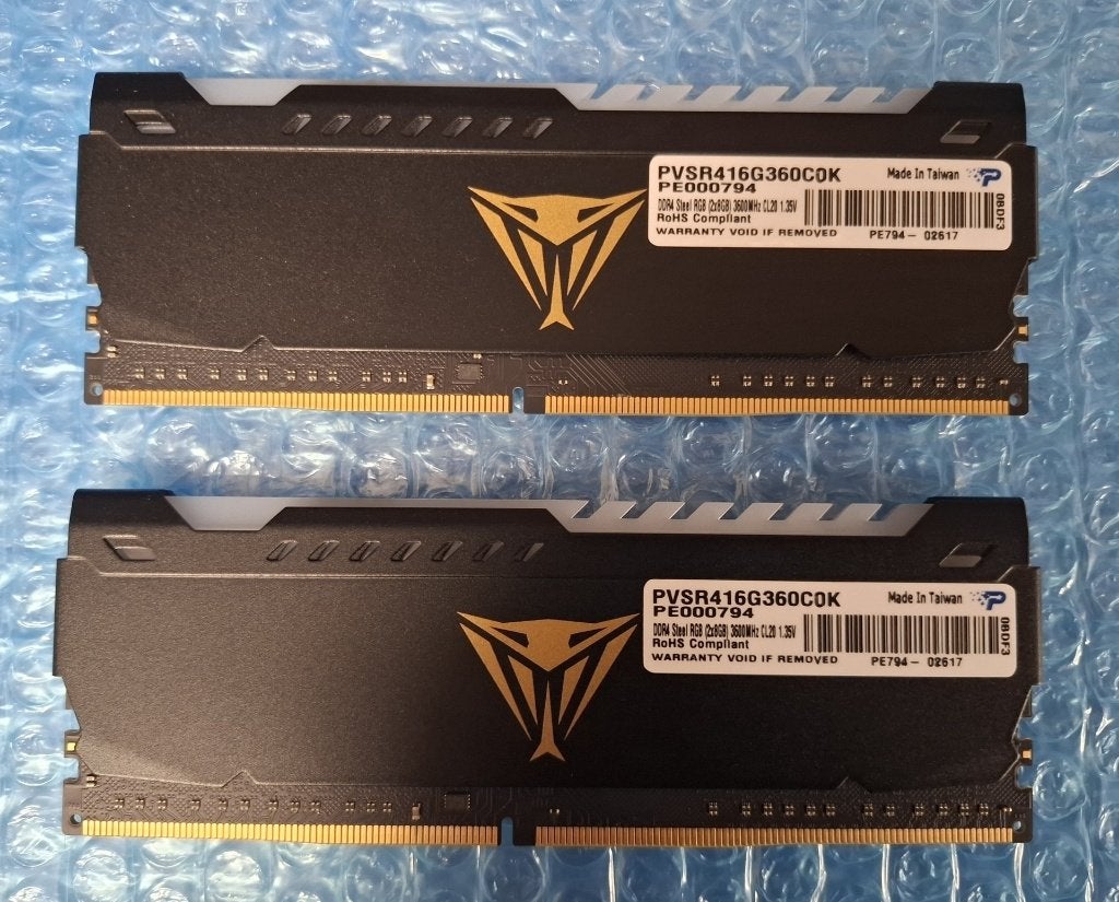 16gb DDR4 3600 (2x 8gb 3600 Kit) Patriot Viper Steel, Informatique & Logiciels, Mémoire RAM, Comme neuf, Console, 16 GB, DDR4