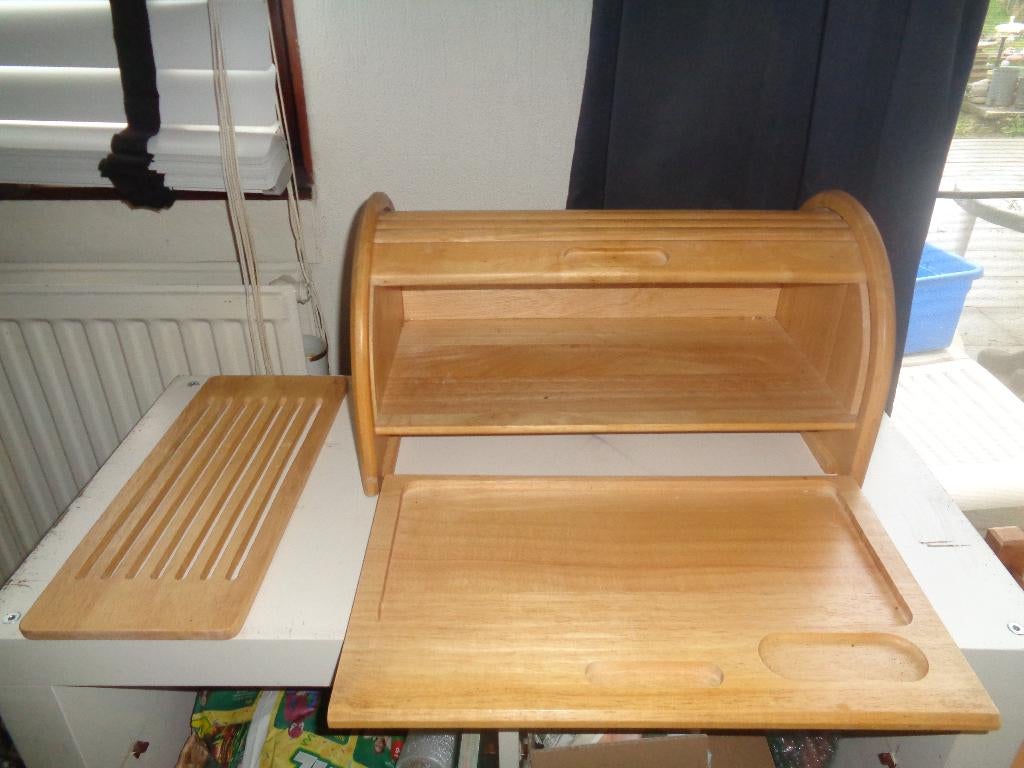 Houten broodtrommel met snijplank, Ophalen of Verzenden, Zo goed als nieuw