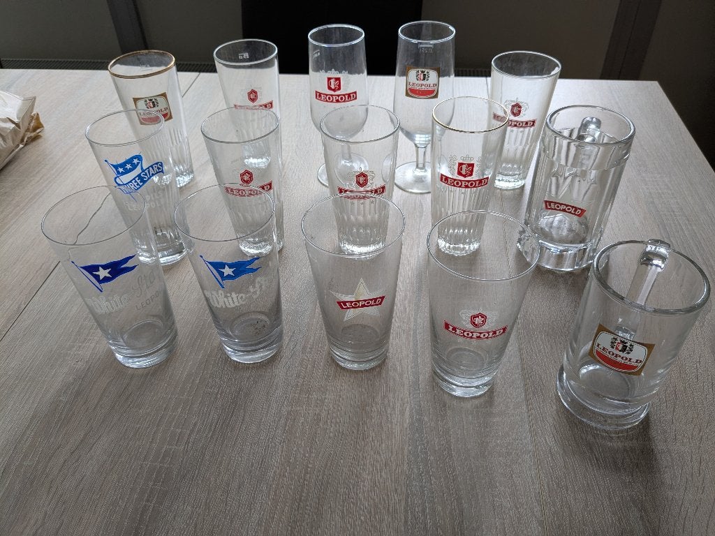 Verres brasserie Leopold Bruxelles - White Star, Collections, Enlèvement