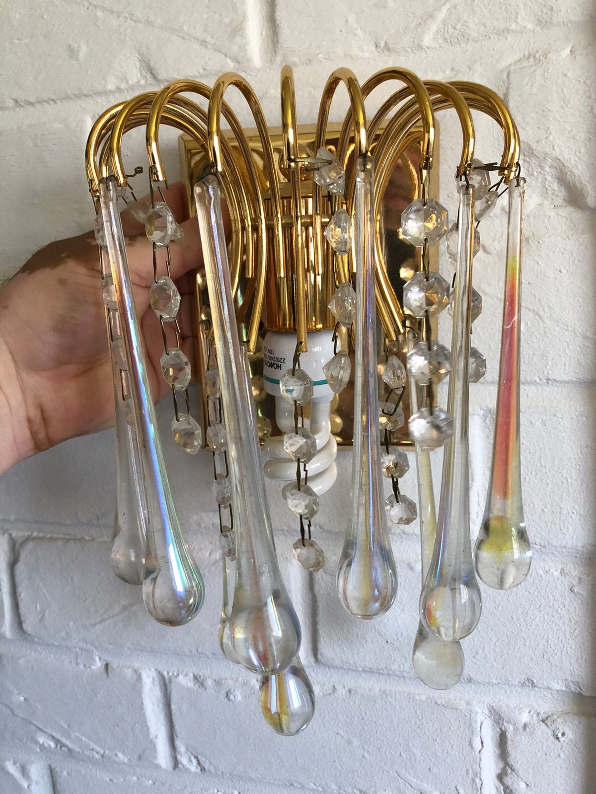 2 appliques en cristal, Maison & Meubles, Lampes | Appliques, Enlèvement ou Envoi, Comme neuf
