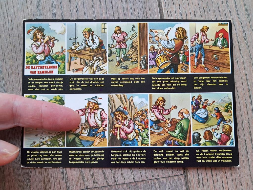 Beschreven pk : sprookje - De rattenvanger van Hamelen, Ophalen of Verzenden