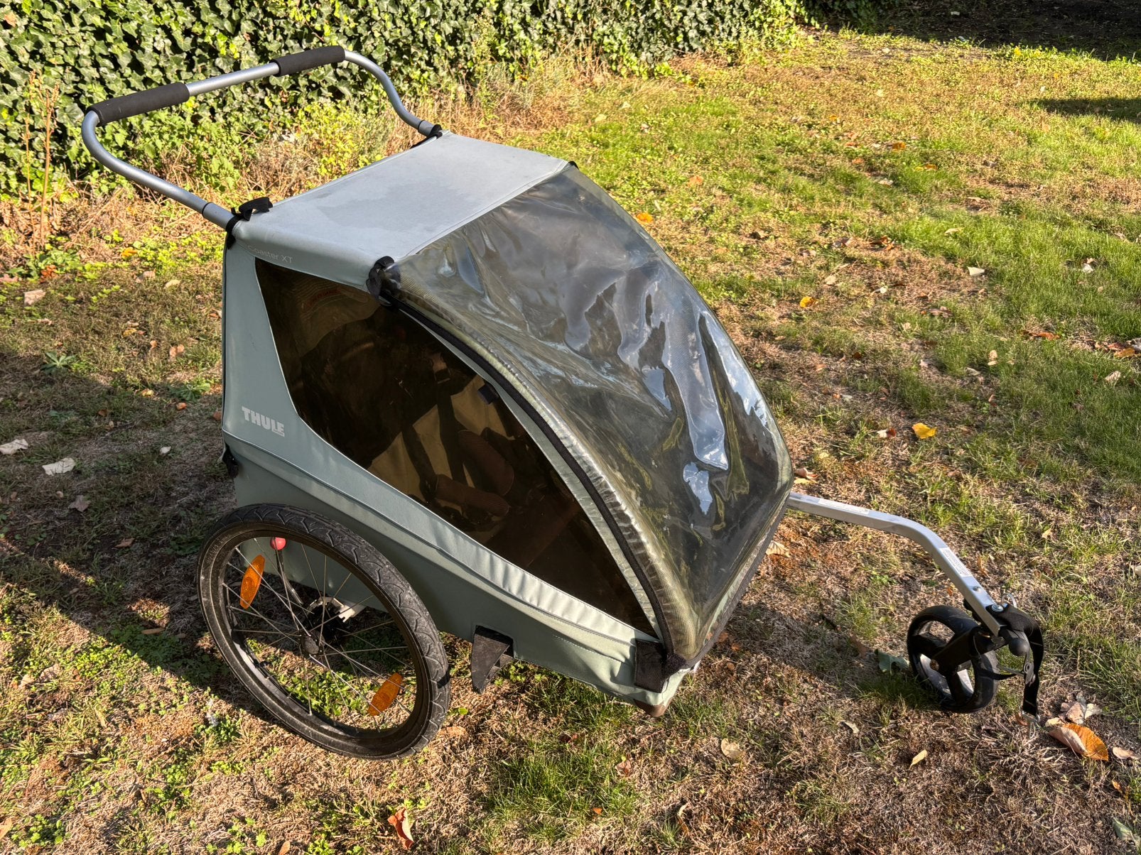 Thule Coaster XT Basil green, Fietsen en Brommers, Ophalen, Gebruikt, Opvouwbaar, Kinderkar