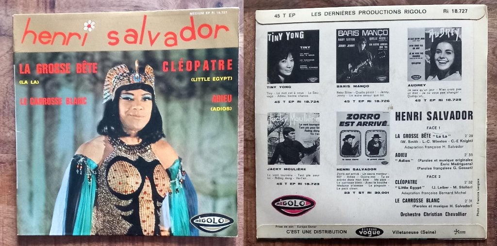 EP van 45 toeren op vinyl — Cleopatra, Henri Salvador, Cd's en Dvd's, EP, Ophalen of Verzenden, Gebruikt, EP