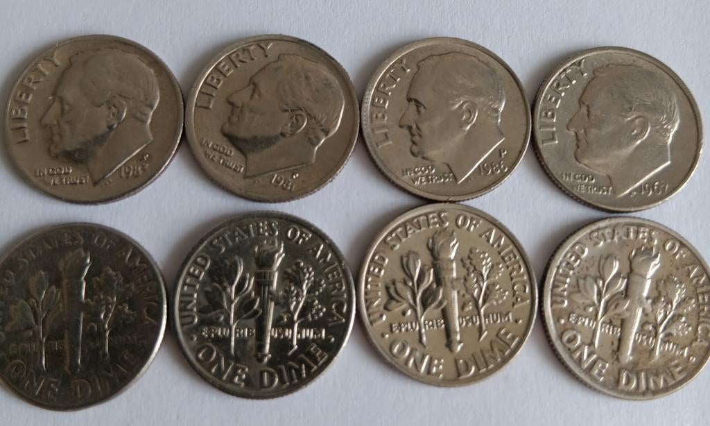 8 stuks koper van president Franklin Roosevelt 1965.19, Postzegels en Munten, Ophalen