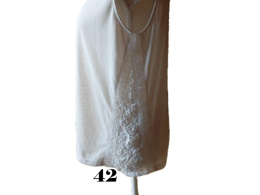 (26) - tee shirt femme t.42 blanc cassé - kiabi -, Wit, Maat 42/44 (L), Ophalen of Verzenden, Kiabi