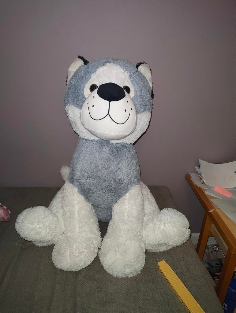husky knuffel, Kinderen en Baby's, Speelgoed | Knuffels en Pluche, Ophalen, Overige merken, Overige karakters, Grijs