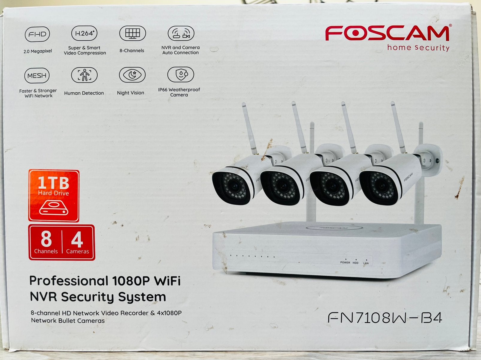 Kit vidéosurveillance FOSCAM 4 caméras Wi-Fi Full HD–Neuf, Enlèvement ou Envoi, Neuf, Caméra extérieure