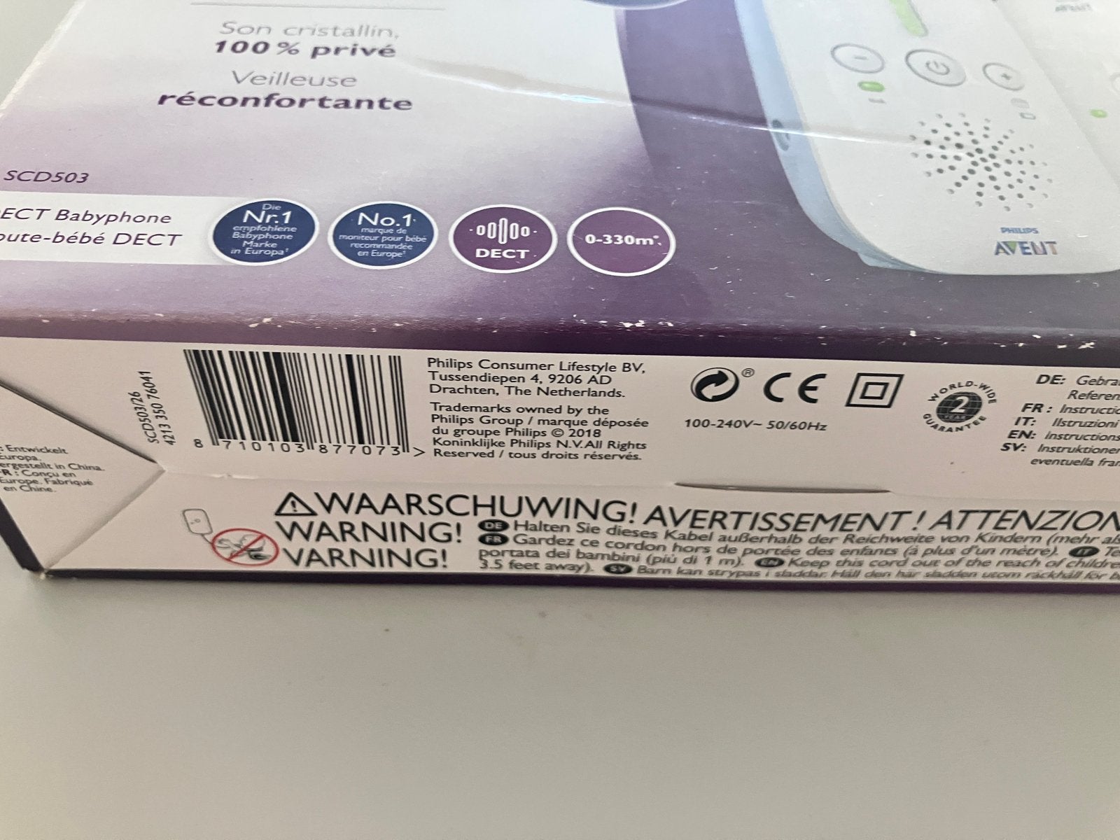 Philips Avent babyphone écoute-bébé SCD503, Enlèvement ou Envoi, Comme neuf