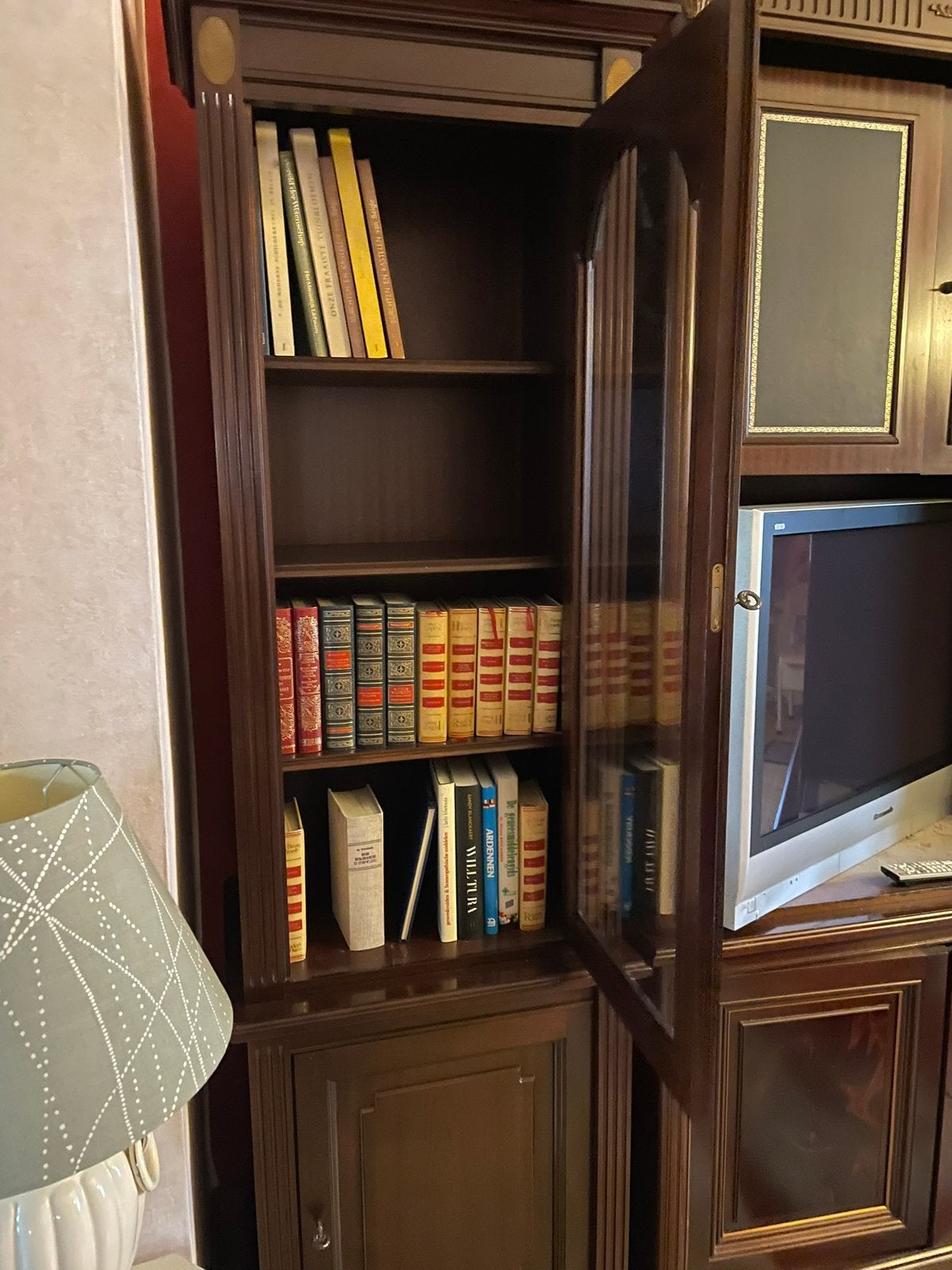 Bibliothèque vintage en bois, Maison & Meubles, 25 à 50 cm, Avec porte(s), Enlèvement, 200 cm ou plus