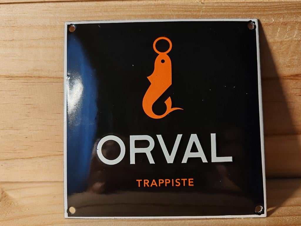 Emaille plaat van Orval, Verzamelen, Ophalen of Verzenden, Zo goed als nieuw, Reclamebord