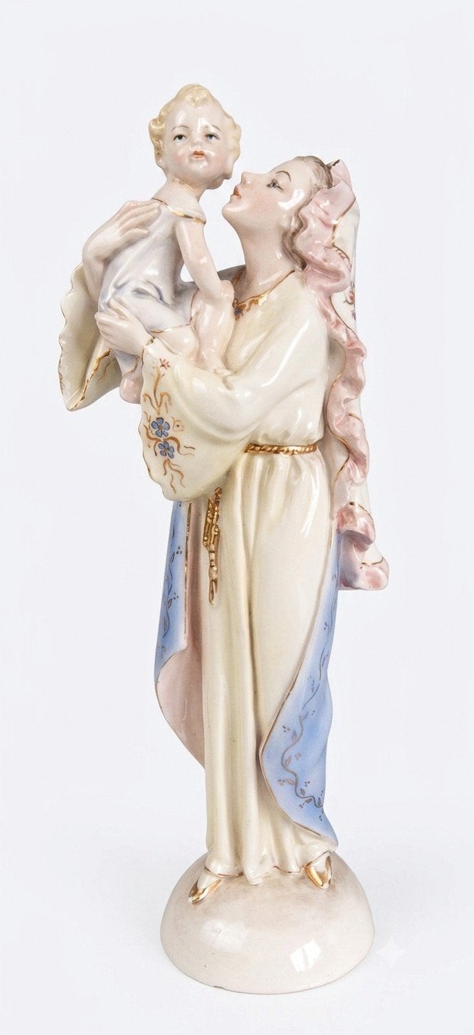 Porseleinen beeldje Madonna met kind., Ophalen