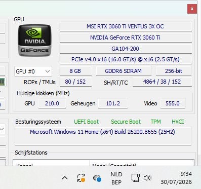 GPU RTX 3060 ti, Computers en Software, Videokaarten, Ophalen, Zo goed als nieuw, GDDR6, Nvidia