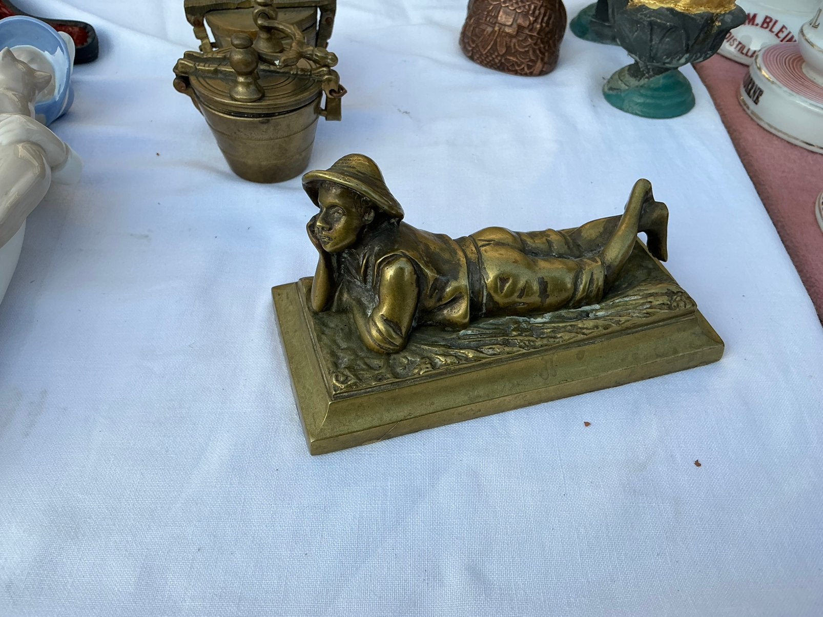 Bronzen vissers kindje, Ophalen of Verzenden, Zo goed als nieuw