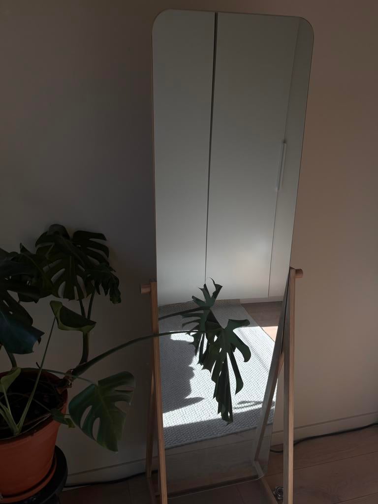 Miroir sur pied en bois, Maison & Meubles, Enlèvement, Comme neuf