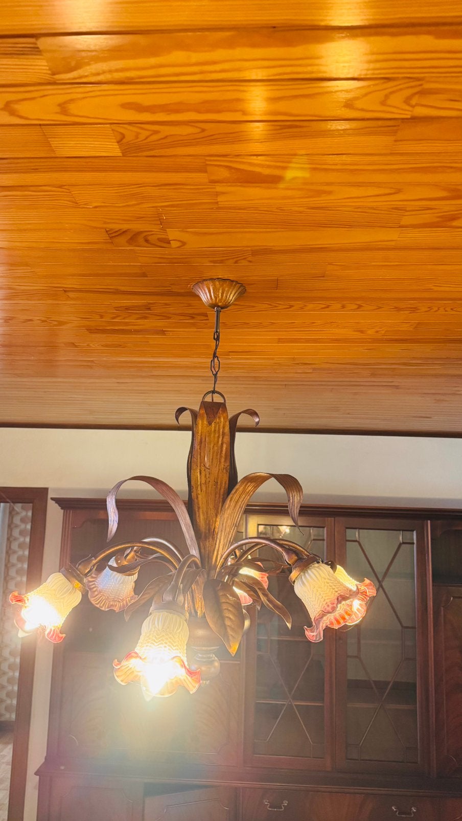 Vintage bloemvormige kroonluchter plafondlamp, Huis en Inrichting, Lampen | Kroonluchters, Ophalen
