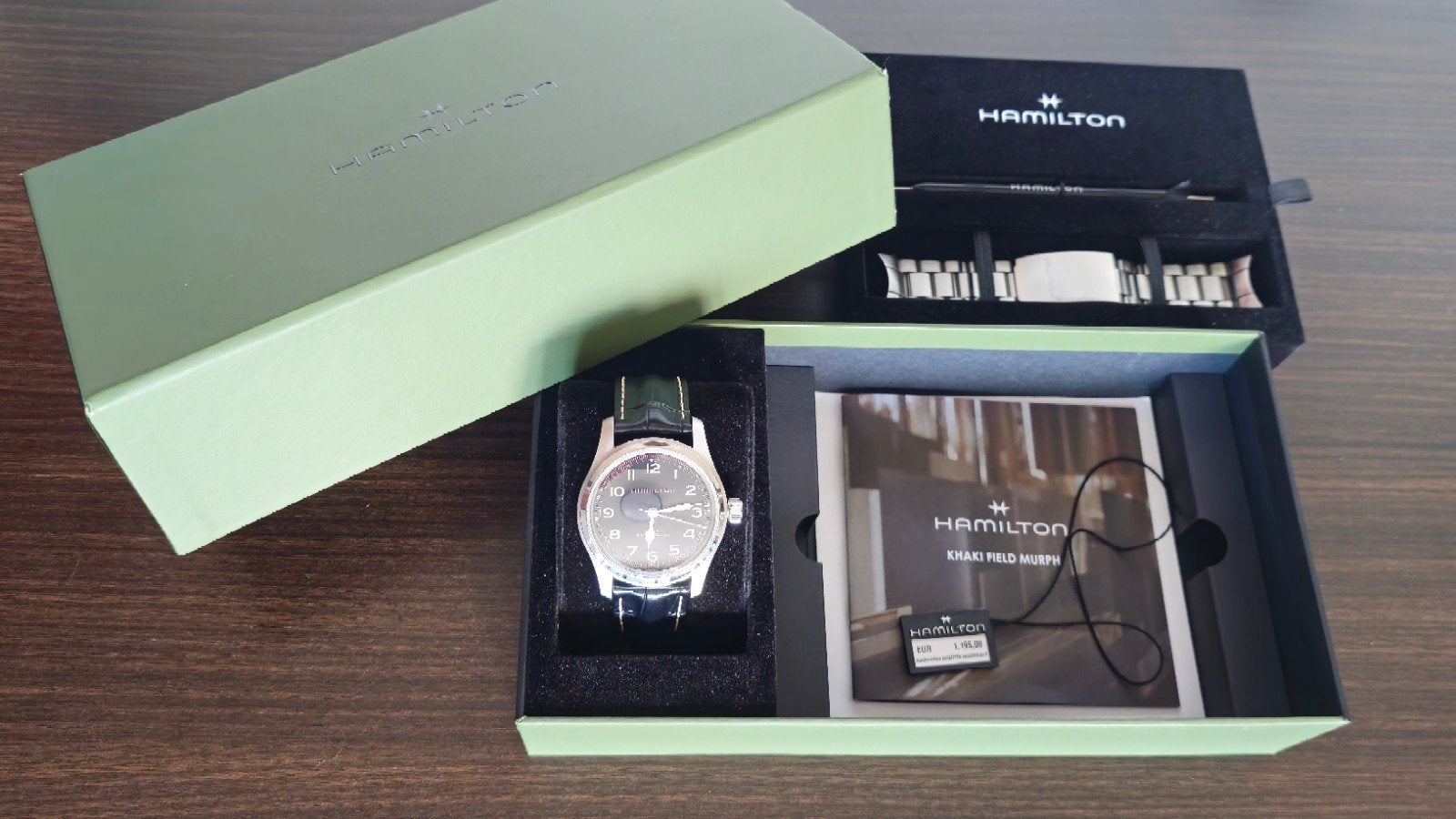 Hamilton Khaki Field - Murph 42mm set, Leer, Staal, Polshorloge, Zo goed als nieuw